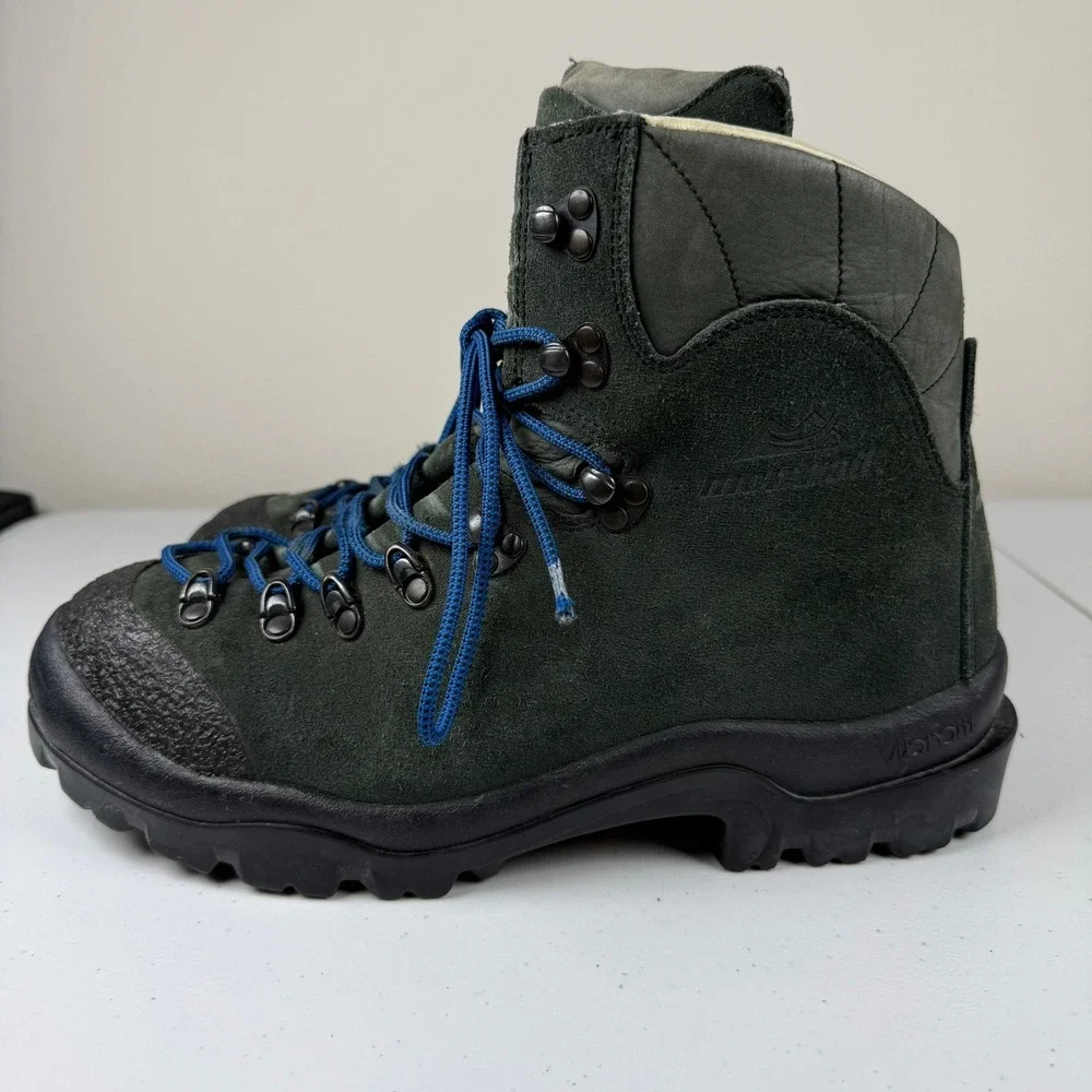 Montrail Mens 10 Hiking Boots Green Suede Vibram Made in Italy Gorpcore Trekking